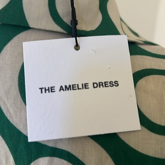 New! Zara medium green ecru combo long sleeve front button dress. - Picture 4 of 9